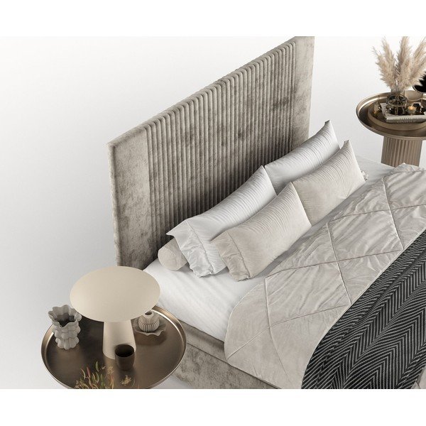 Bēša polsterēta divvietīga gulta ar veļas kasti 160x200 cm Mavel – Maison de Rêve-image-1