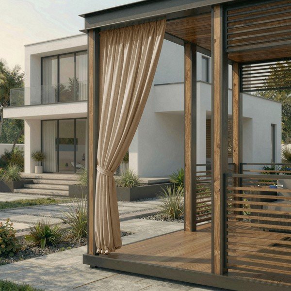 Bēšs daļēji gaismu necaurlaidīgs/āra aizkars Calisto – Filumi-image-1