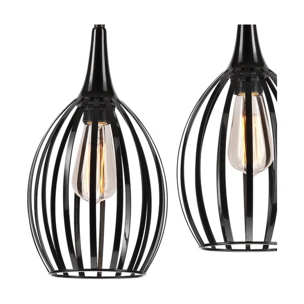 Melna piekaramā lampa ø 17,5 cm Vincent – LAMKUR-image-4