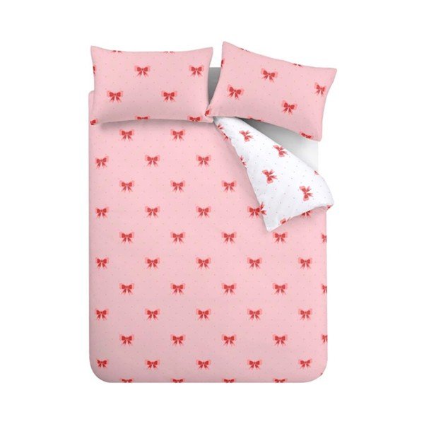 Rozā vienguļamā gultas veļa 135x200 cm Dotty Bows – Sassy B