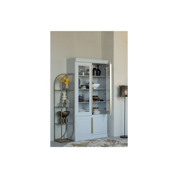 Gaiši pelēka priedes masīvkoka vitrīna 110x215x44 cm Organize – WOOOD-image-1