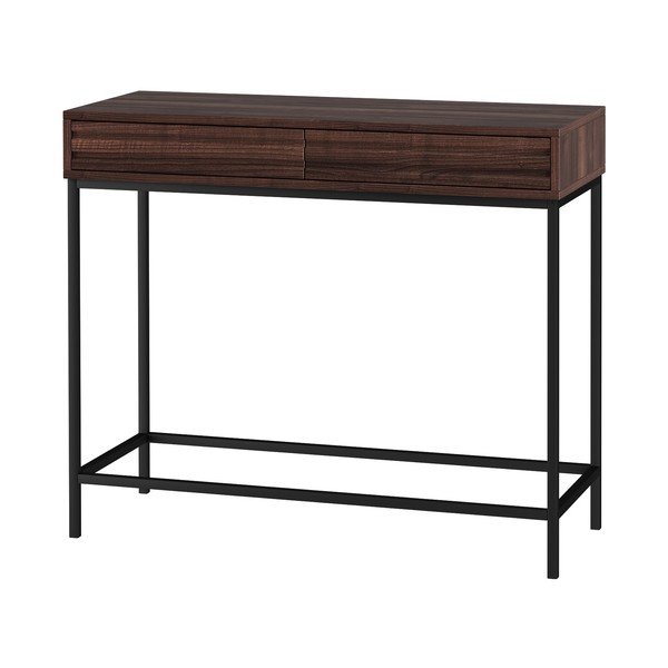 Tumši brūns konsoles galds ar valrieksta koka imitācijas galda virsmu 35x90 cm Celine – Støraa-image-3