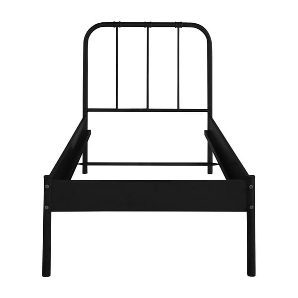 Melna metāla vienvietīga gulta bez režģa 90x200 cm Aaron – Støraa-image-2