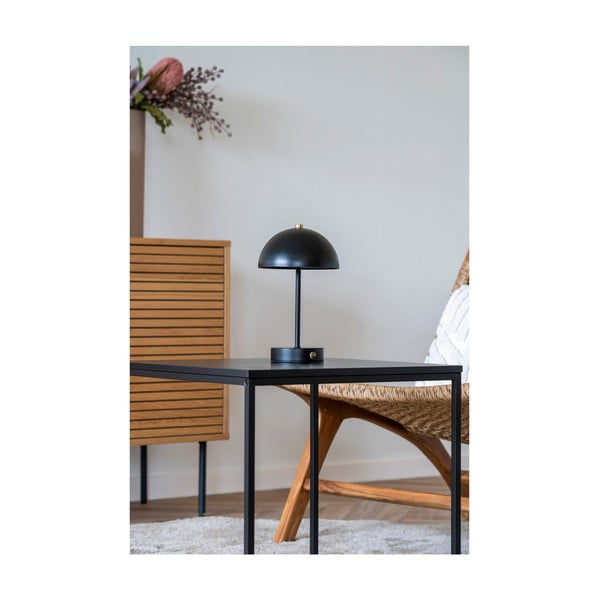 Spīdīgi melna LED galda lampa (augstums 25 cm) Holt – House Nordic-image-1