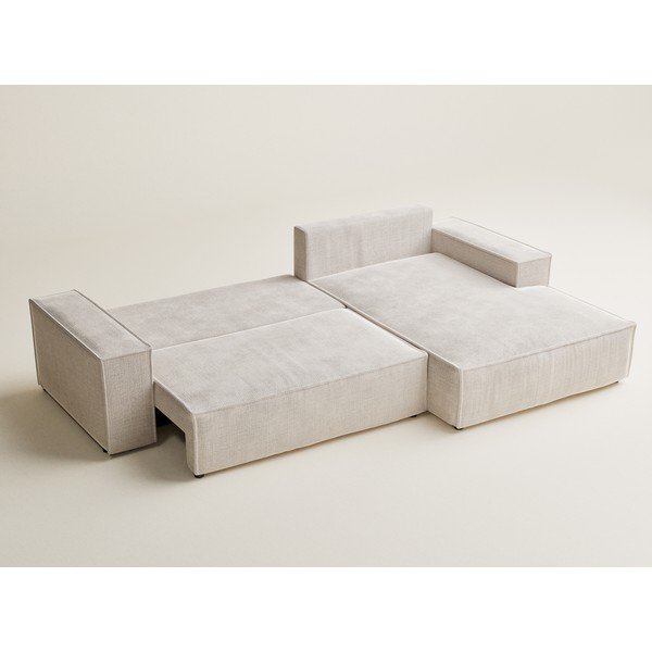 Krēmkrāsas salokāms stūra dīvāns no šenila auduma ar uzglabāšanas vietu (ar labo stūri/ar zvilni) Maze – Maison de Rêve-image-4