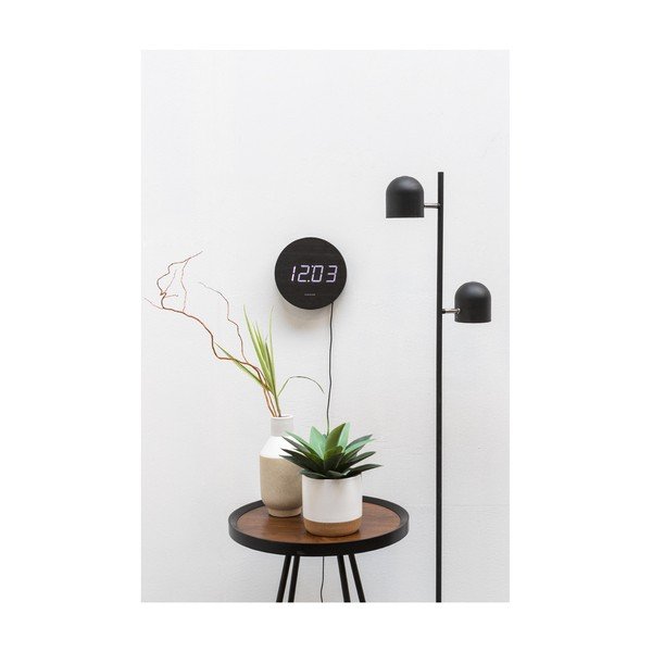 Melns LED sienas pulkstenis Karlsson Round-image-1