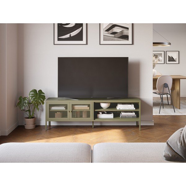 Zaļš metāla TV galdiņš 160x50x35 cm Fayna – Marckeric-image-1
