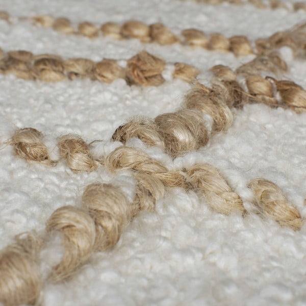 Krēmkrāsas ar rokām darināts paklājs no vilnas maisījuma 120x170 cm Astera Linear – Flair Rugs-image-3