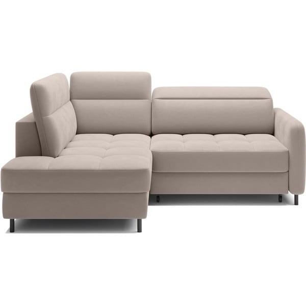 Gaiši brūns samta salokāms/ar uzglabāšanas vietu stūra dīvāns (ar kreiso stūri/L veida) Barea – ELTAP