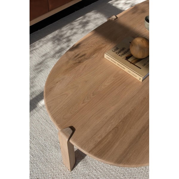 Dabīga toņa ozola masīvkoka žurnālgaldiņš 80x150 cm Kulin – Gazzda-image-3