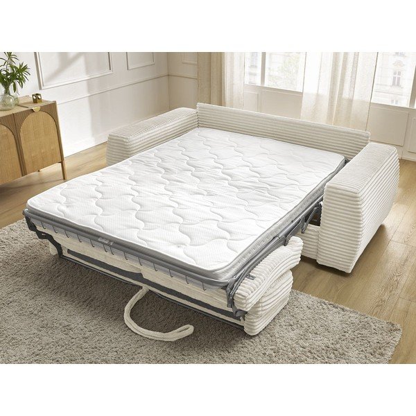 Bēšs velveta salokāms dīvāns 220 cm Hugo – Bobochic Paris-image-1