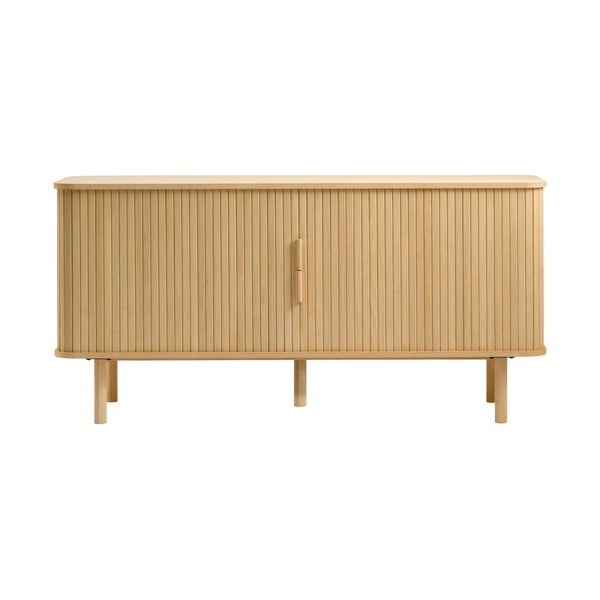 Dabīga toņa zema kumode ar ozolkoka imitāciju ar bīdāmām durvīm 76x160 cm Cavo – Unique Furniture-image-3