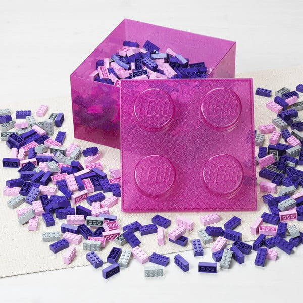 Rozā plastmasas uzglabāšanas kaste bērniem 25x25x18 cm – LEGO®-image-3