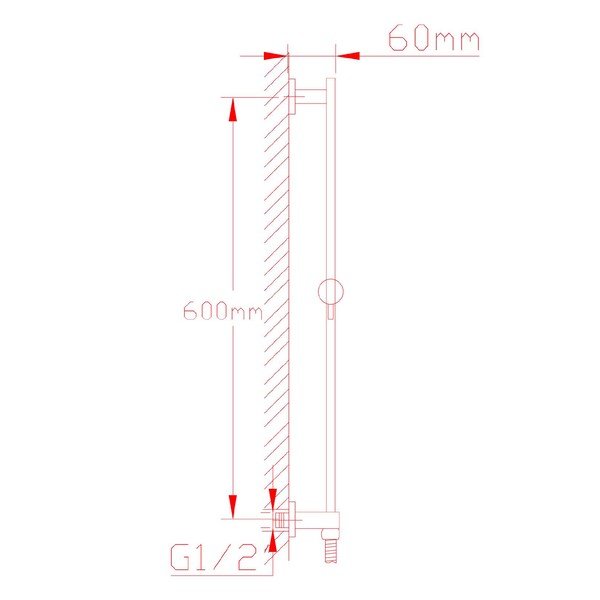 Spīdīgas sudraba krāsas misiņa sienas dušas stienis ar bīdāmu turētāju/ar ūdens izvadi 66 cm Nancy – Sapho-image-3