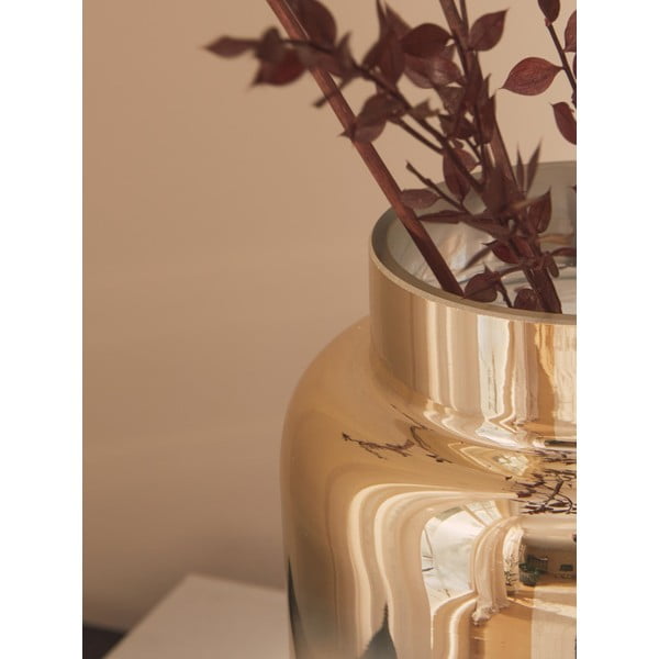 Ar rokām pūsta stikla vāze zelta krāsā Westwing Collection Uma, augstums 20 cm-image-2
