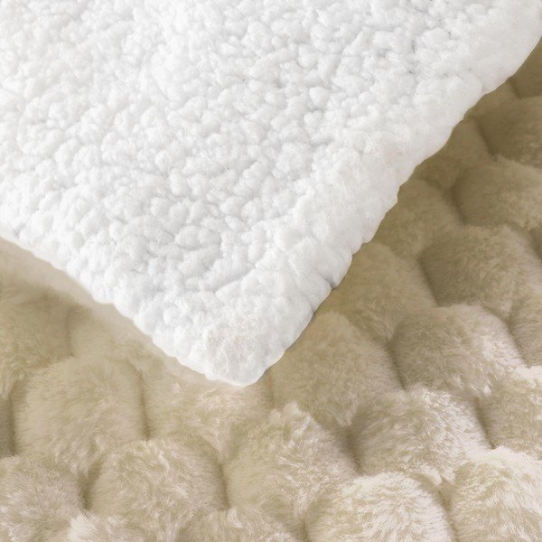 Ziloņkaula krāsas mikroplīša pleds 180x220 cm Frosty – douceur d'intérieur-image-3