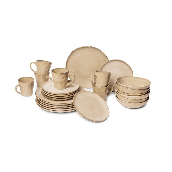 Bēšs keramikas trauku komplekts (24 gab.) Glosia – Bonami Selection