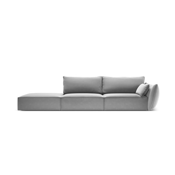Gaiši pelēks samta dīvāns ar labo stūri 264 cm Vanda – Mazzini Sofas