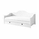 Balta priedes masīvkoka izvelkama bērnu gulta ar veļas kasti 90x200 cm AMORI – Vipack