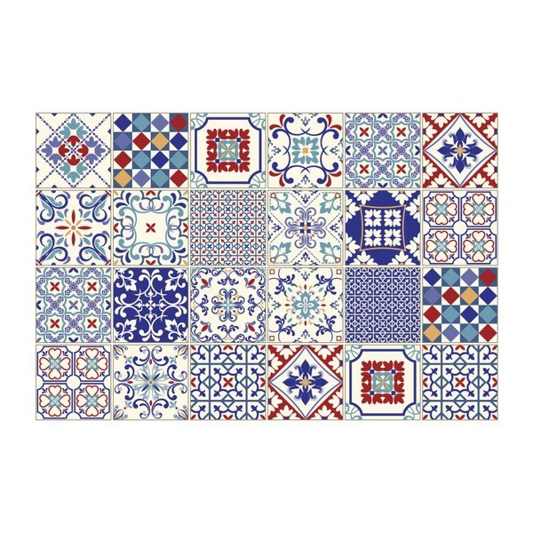 Komplekts no 24 sienas uzlīmes Ambiance Wall Decal Cement Tiles Azulejos Sofiana, 10 x 10 cm-image-2