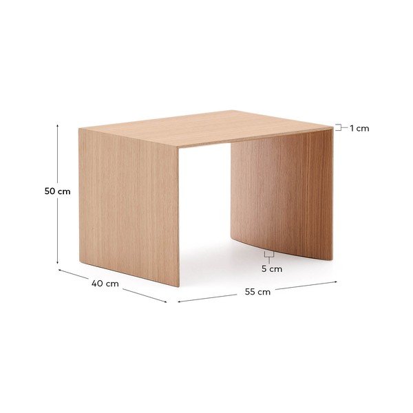 Sānu galdiņš ar ozolkoka imitāciju 40x55 cm Litto – Kave Home-image-4