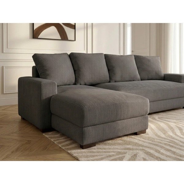 Tumši pelēks velveta salokāms/ar uzglabāšanas vietu stūra dīvāns (ar kreiso stūri/ar zvilni) Campi – Bobochic Paris-image-3
