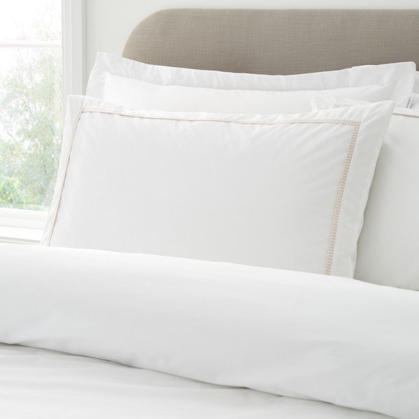 Balta/bēša divguļamā trīsdaļīga gultas veļa no kokvilnas perkala 200x200 cm Contrast Trim – Bianca-image-3