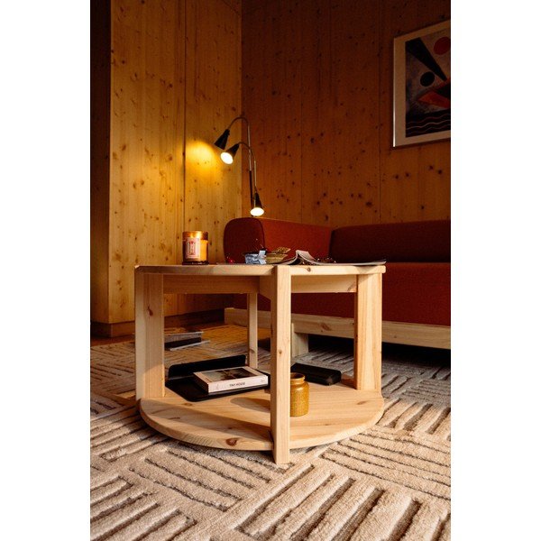 Gaiša dabīga toņa priedes masīvkoka apaļš žurnālgaldiņš ø 70 cm Tuck – Karup-image-1