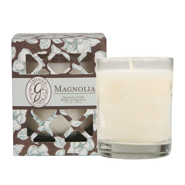Greenleaf Signature Magnolijas aromāta svece, degšanas laiks līdz 80 stundām.