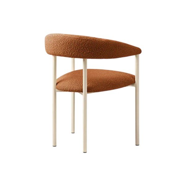 Oranžs/krēmkrāsas polsterēts ēdamistabas krēsls ar roku balstiem Lea – Micadoni -image-4