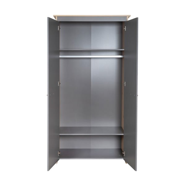 Antracīta pelēks/dabīga toņa bērnu drēbju skapis ar ozolkoka imitāciju 50x190x96 cm Anna – Roba-image-4