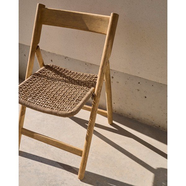 Brūns/dabīga toņa masīvkoka dārza krēsls Dandara – Kave Home-image-2