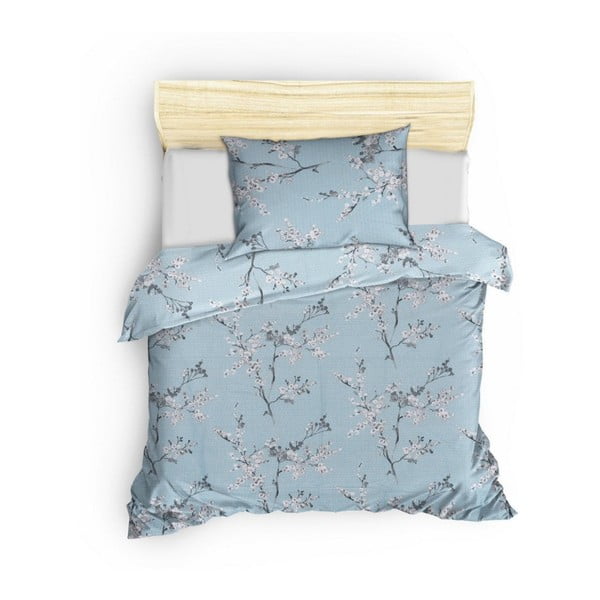 Zila vienvietīga kokvilnas gultas veļa 140x200 cm Chicory – Mijolnir