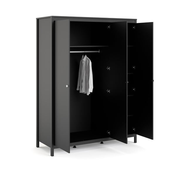 Melns drēbju skapis 150x199 cm Madrid – Tvilum-image-3