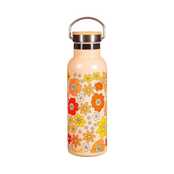 Oranža nerūsējošā tērauda pudele bērniem 500 ml 70s Floral – Sass & Belle