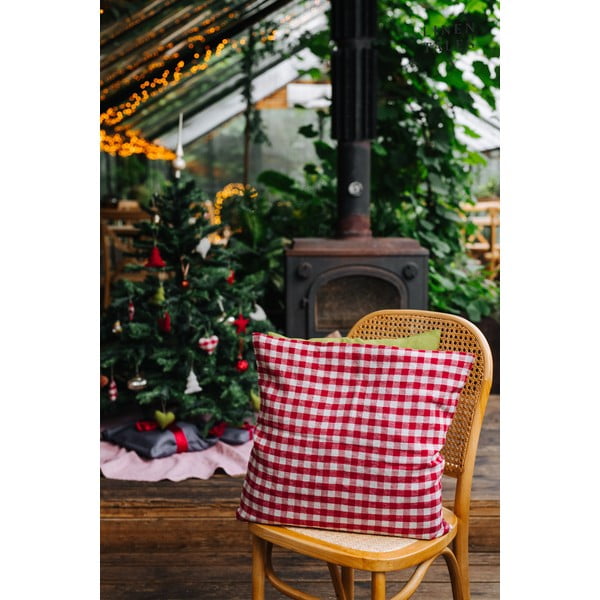 Lina spilvendrāna 50x50 cm Red Gingham – Linen Tales-image-3