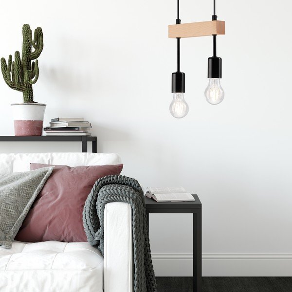 Melna/dabīga toņa piekaramā lampa Orazio – LAMKUR-image-1
