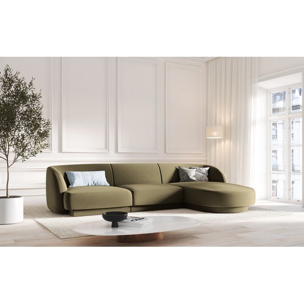 Zaļš samta stūra dīvāns (ar labo stūri) Miley  – Micadoni Home-image-1