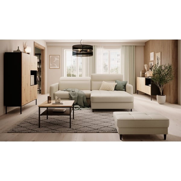 Bēšs samta salokāms/ar uzglabāšanas vietu stūra dīvāns (ar labo stūri/ar zvilni) Gomsi – ELTAP-image-1