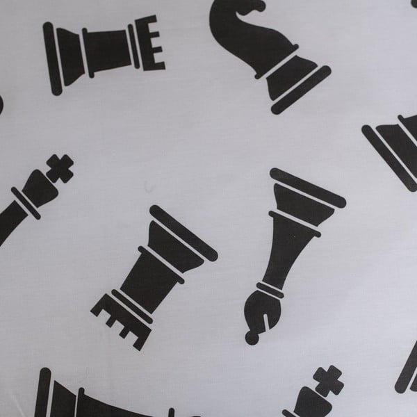 Melnbalta vienguļamā kokvilnas bērnu gultas veļa 140x200 cm Chess – Jerry Fabrics-image-4