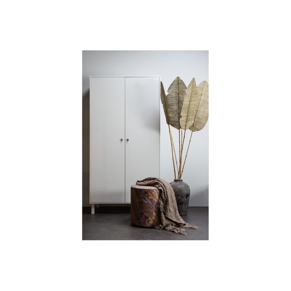 Gaiši pelēks priedes masīvkoka drēbju skapis 100x195 cm Madu – WOOOD-image-4