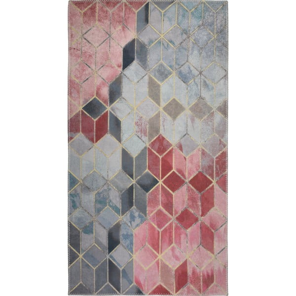 Gaiši rozā/gaiši pelēks mazgājams paklājs 50x80 cm – Vitaus