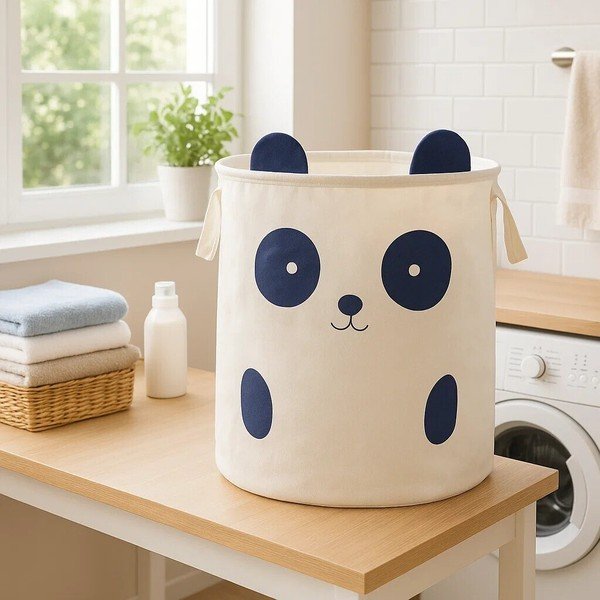 Balts tekstila bērnu rotaļlietu grozs ø 38x48 cm Mimo Panda Face – Premier Housewares-image-4