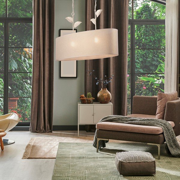 Zelta krāsas piekaramā lampa ar auduma abažūru Noemi – LAMKUR-image-2