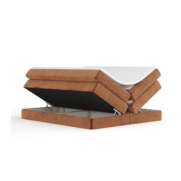 Oranža atsperu gulta ar veļas kasti/bez galvgaļa 200x200 cm Juniper – Maison de Rêve-image-2