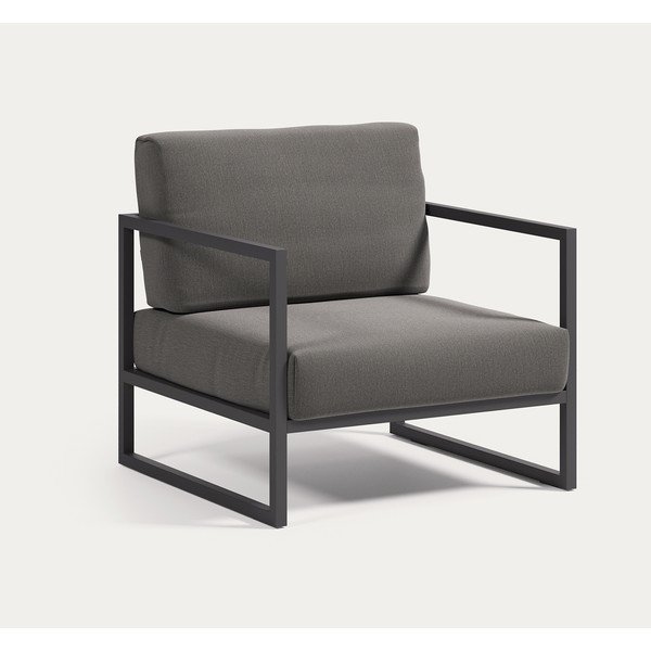 Tumši pelēks metāla dārza atpūtas krēsls Comova – Kave Home-image-3