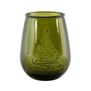 Zaļa stikla vāze ar Ziemassvētku motīvu Ego Dekor Arbol de Navidad, augstums 13 cm