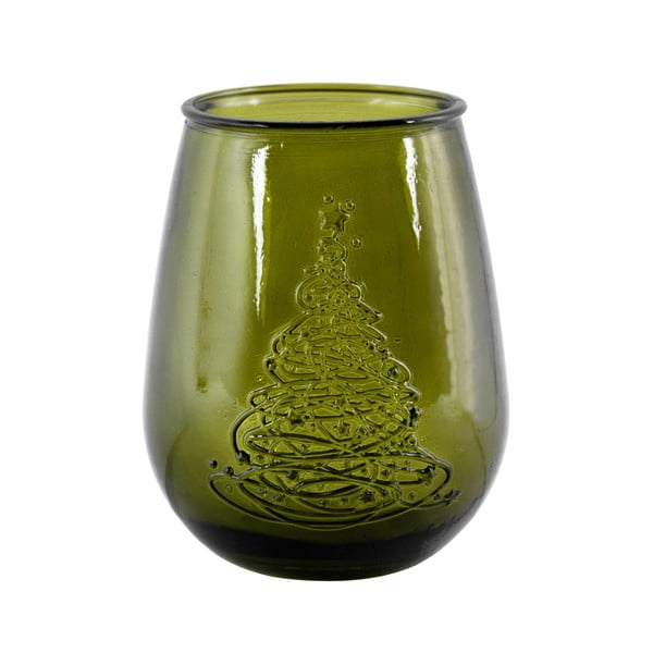 Zaļa stikla vāze ar Ziemassvētku motīvu Ego Dekor Arbol de Navidad, augstums 13 cm