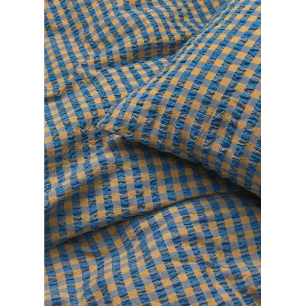 Okera dzeltena/zila vienvietīga gultas veļa no krepa auduma 140x200 cm Bæk&Bølge – JUNA-image-1