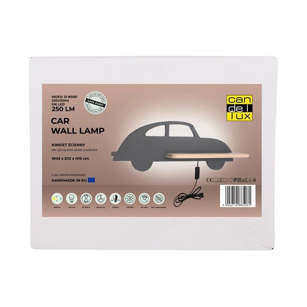 Pelēks bērnu gaismeklis Car – Candellux Lighting-image-2